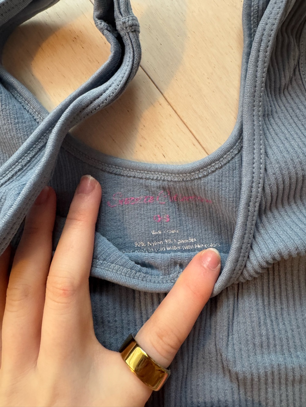 Light Blue Ribbed Tank Top - Picture 2 of 4